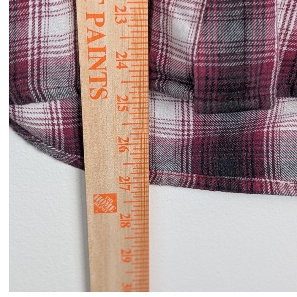 Palmetto's Women's Plaid Flannel Button Up Shirt Long Sleeve Casual Top Burgundy - Picture 6 of 8